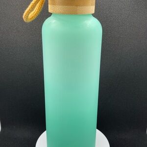 Aqua Glass Water Bottle with Bamboo Lid